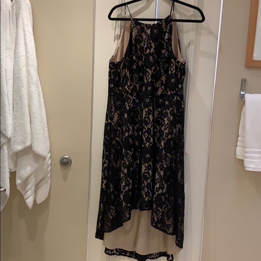 High Low black and beige lace dress